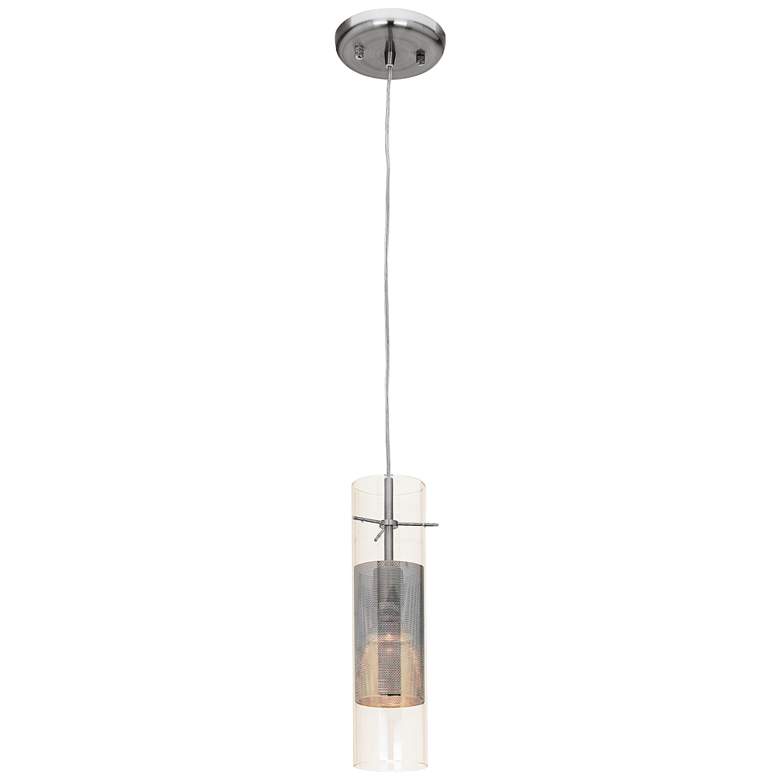 Image 2 Spartan 3 inch Wide Brushed Nickel and Glass LED Mini Pendant