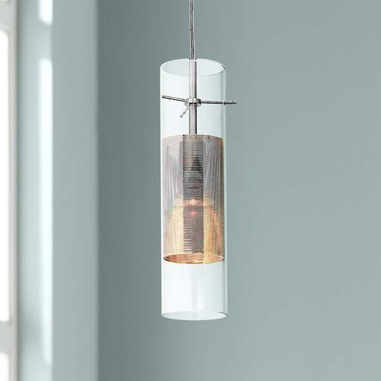 Image 1 Spartan 3 inch Wide Brushed Nickel and Glass LED Mini Pendant