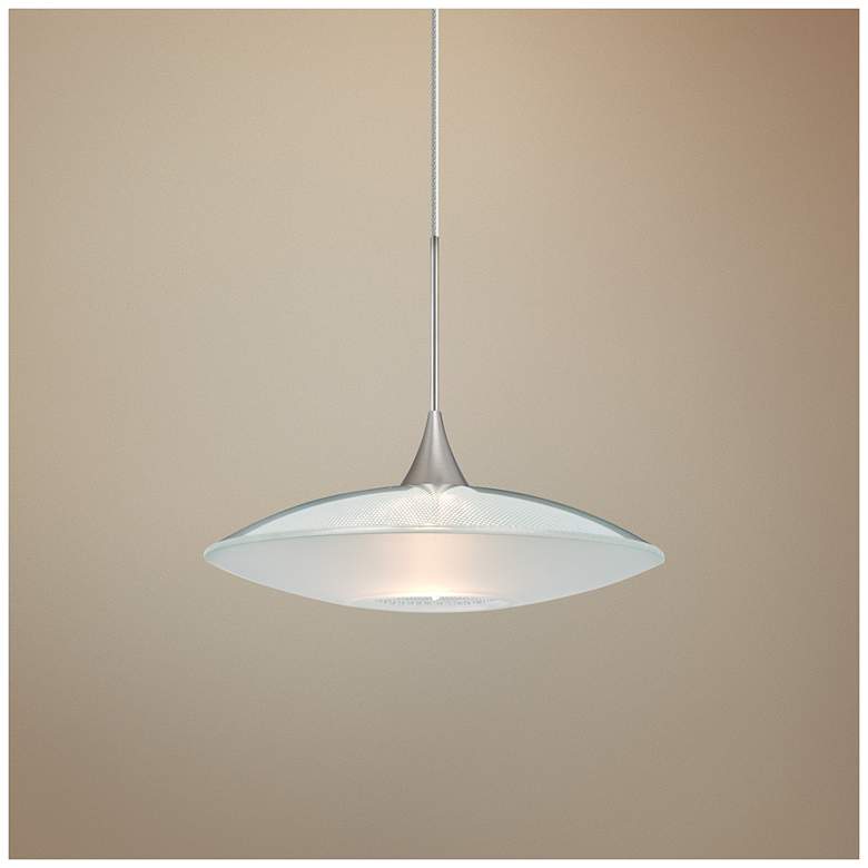 Image 1 Spazio 8 3/4 inchW Nickel Clear-Frost Glass LED Mini Pendant