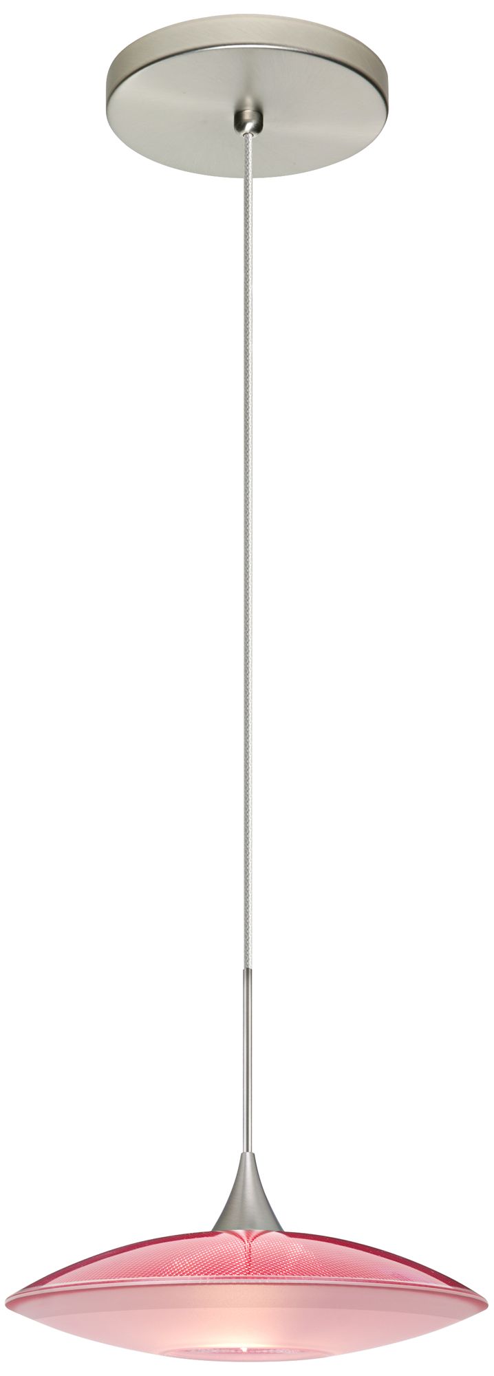 Image 3 Spazio 8 3/4"W Satin Nickel Red-Frost Glass LED Mini Pendant more views