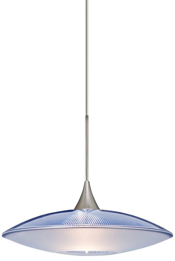 Spazio 8 3/4"W Nickel Blue-Frost Glass LED Mini Pendant - Made to Order