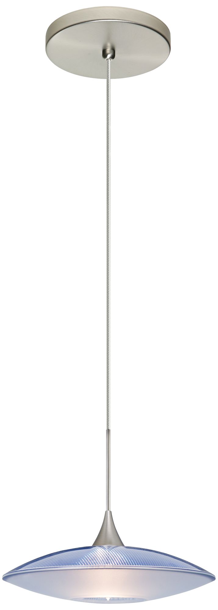 Image 3 Spazio 8 3/4"W Nickel Blue-Frost Glass LED Mini Pendant - Made to Order more views