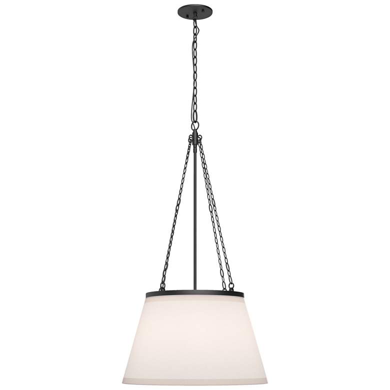 Image 1 Speakeasy 18" Wide Matte Black Pendant Light w/ Linen Shade