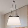 1_Speakeasy 18" Wide Matte Black Pendant Light w/ Linen Shade