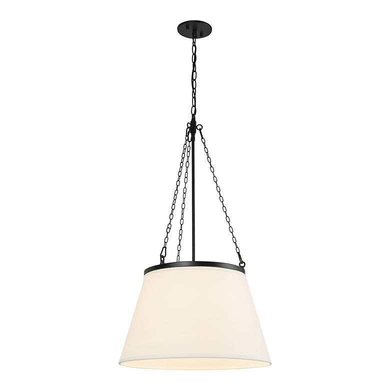 Image 3 Speakeasy 18" Wide Matte Black Pendant Light w/ Linen Shade more views