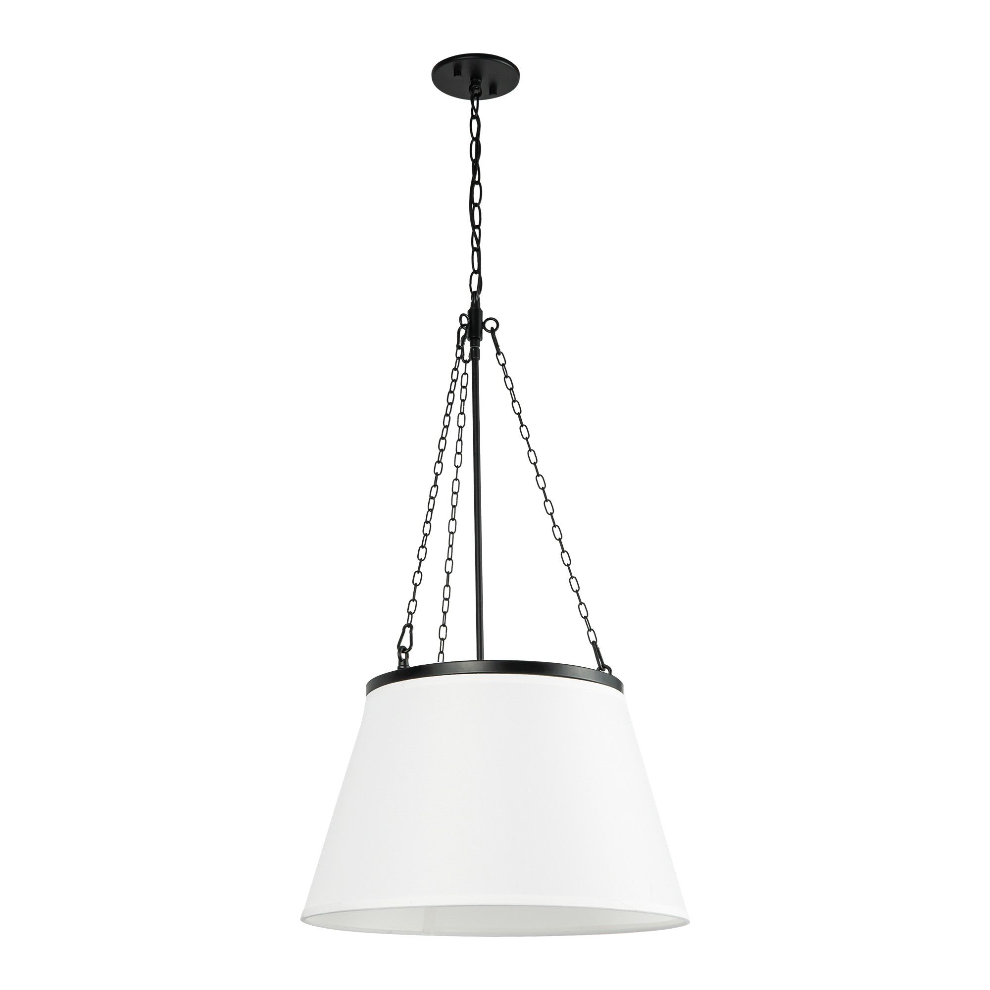 Image 4 Speakeasy 18" Wide Matte Black Pendant Light w/ Linen Shade more views