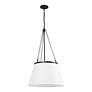 4_Speakeasy 18" Wide Matte Black Pendant Light w/ Linen Shade more views