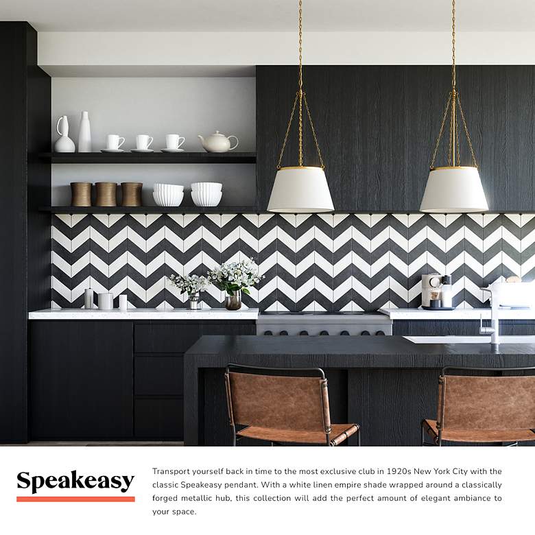 Image 7 Speakeasy 18" Wide Matte Black Pendant Light w/ Linen Shade more views