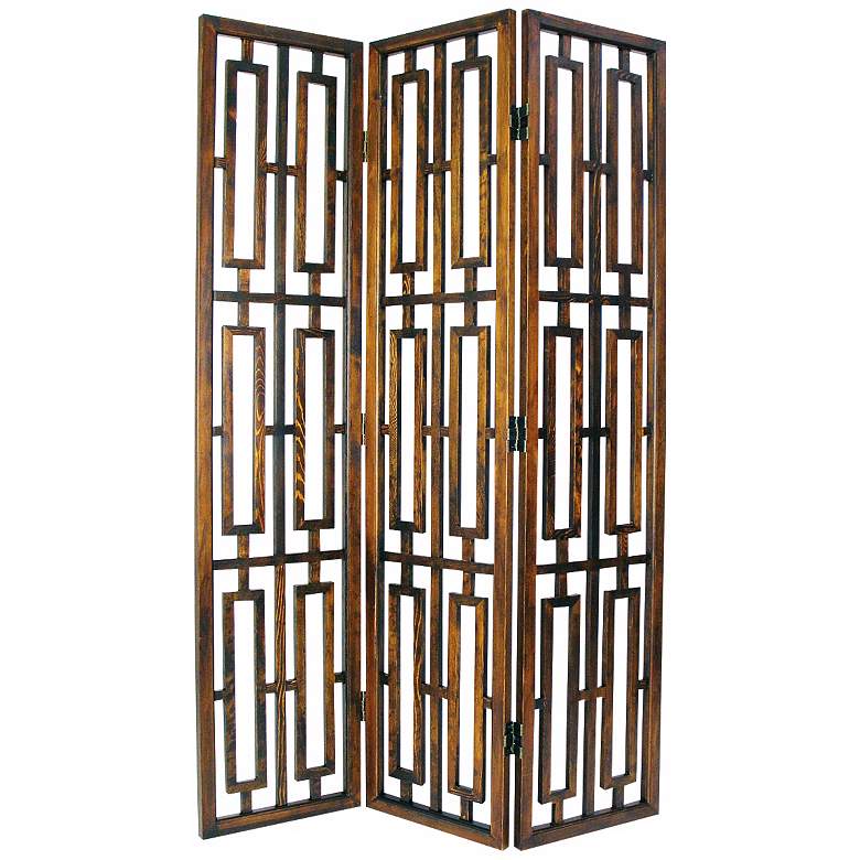 Image 1 Special Walnut 3-Panel Wood Room Divider Screen