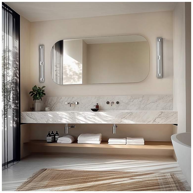 Image 4 Spectacle 3"H x 24"W 1-Light Bath Vanity & Wall Light in Brushed Nickel more views