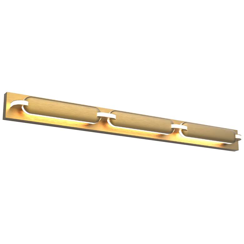 Image 1 Spectacle 3"H x 34.38"W 1-Light Bath Vanity & Wall Light in Aged Brass