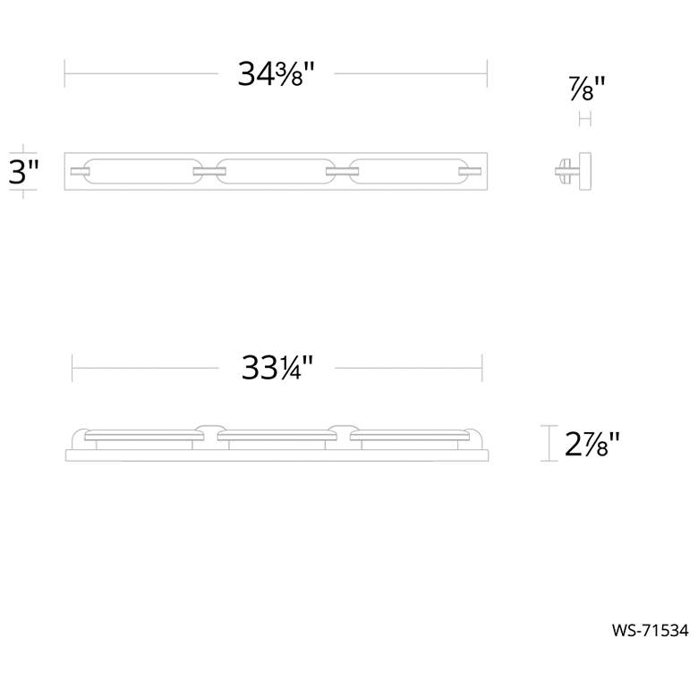 Image 3 Spectacle 3"H x 34.38"W 1-Light Bath Vanity & Wall Light in Brushed Nickel more views