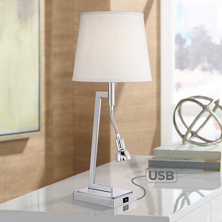 Image 1 Specter Desk Lamp with LED Gooseneck Arm and USB Port