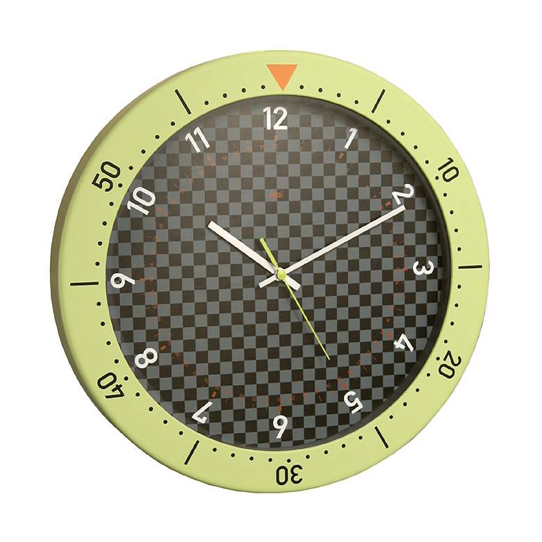 Image 1 Speedmaster Black and Chartreuse 14 1/2 inch Wide Wall Clock