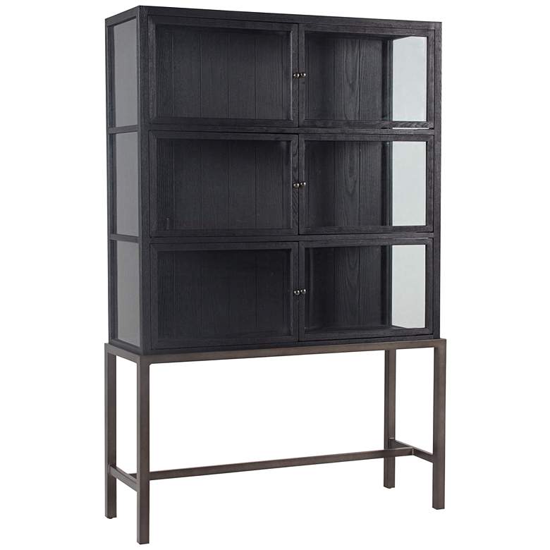 Image 2 Spencer 45 3/4 inch Wide Drifted Black 6-Door Curio Cabinet