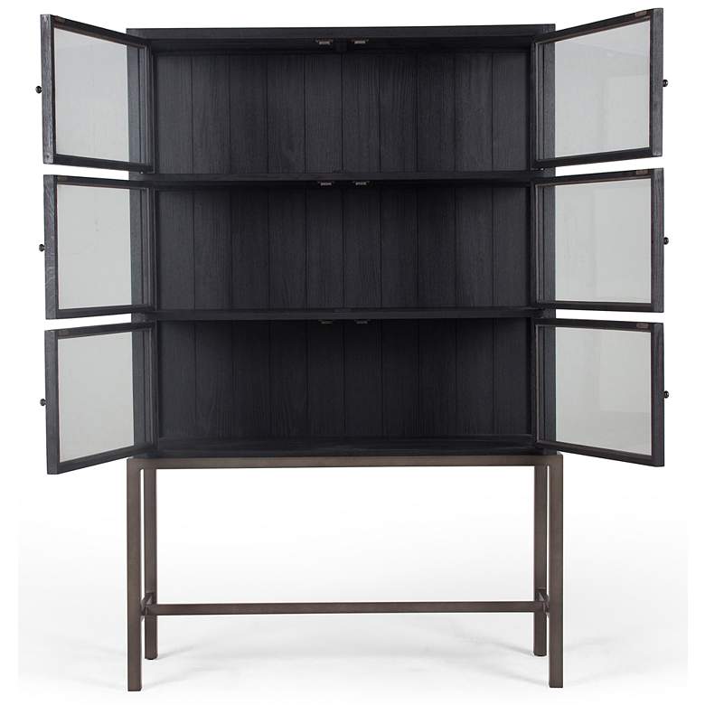 Spencer 45 3/4 inch Wide Drifted Black 6-Door Curio Cabinet more views