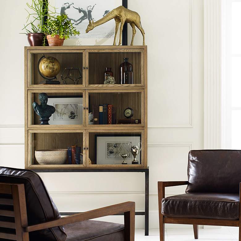 Image 1 Spencer 45 3/4" Wide Drifted Oak 6-Door Curio Cabinet