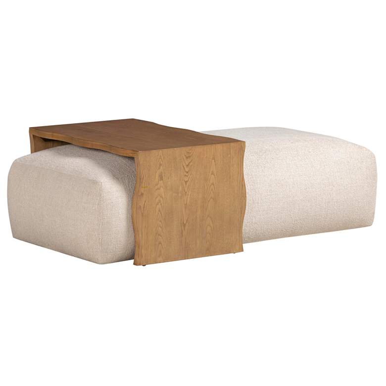 Image 2 Spencer Cream Performance Basketweave Ottoman with Bridge Table