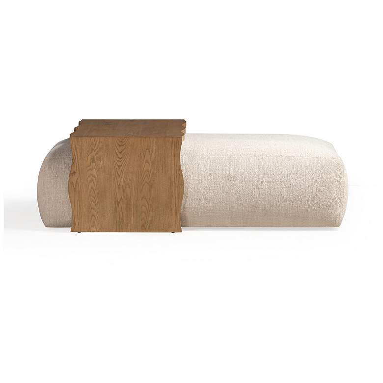 Image 3 Spencer Cream Performance Basketweave Ottoman with Bridge Table more views