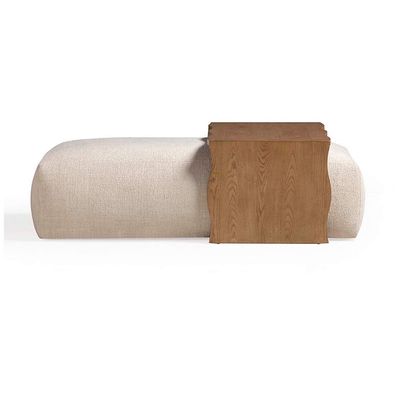 Image 5 Spencer Cream Performance Basketweave Ottoman with Bridge Table more views
