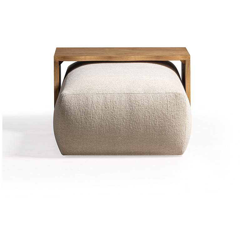 Image 6 Spencer Cream Performance Basketweave Ottoman with Bridge Table more views