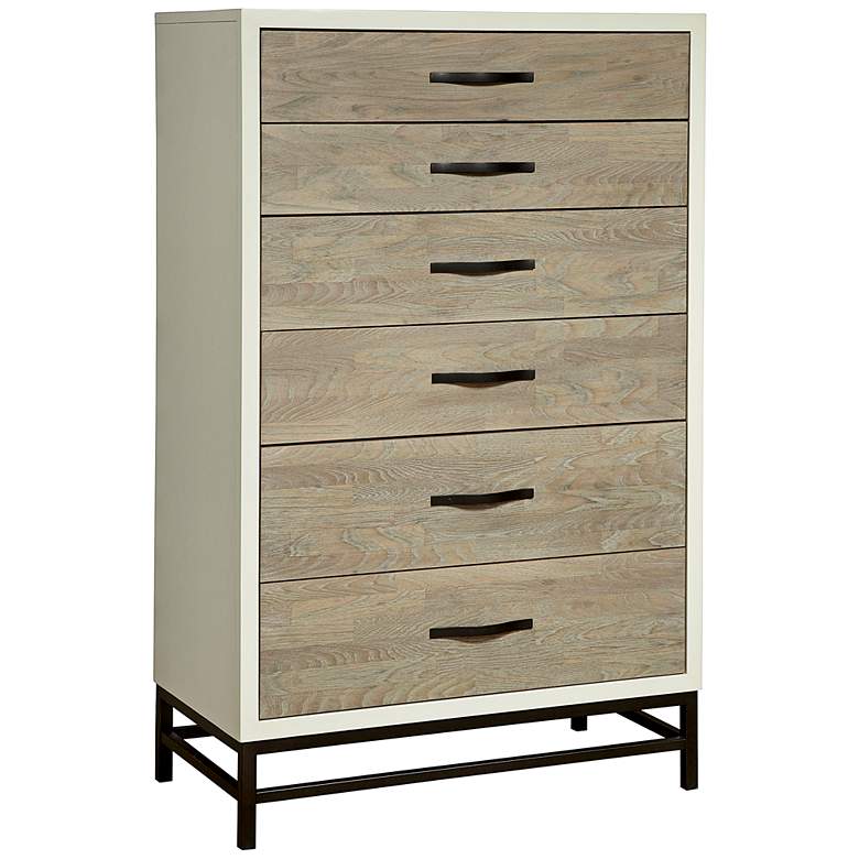 Image 1 Spencer Gray and Parchment 5-Drawer Chest