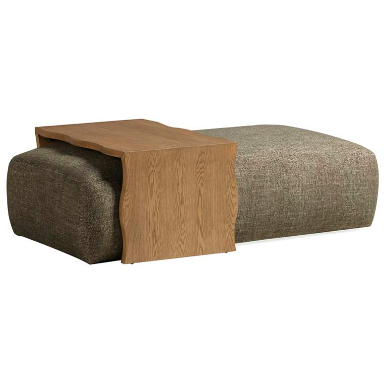 Image 2 Spencer Olive Green Performance Basketweave Ottoman with Bridge Table