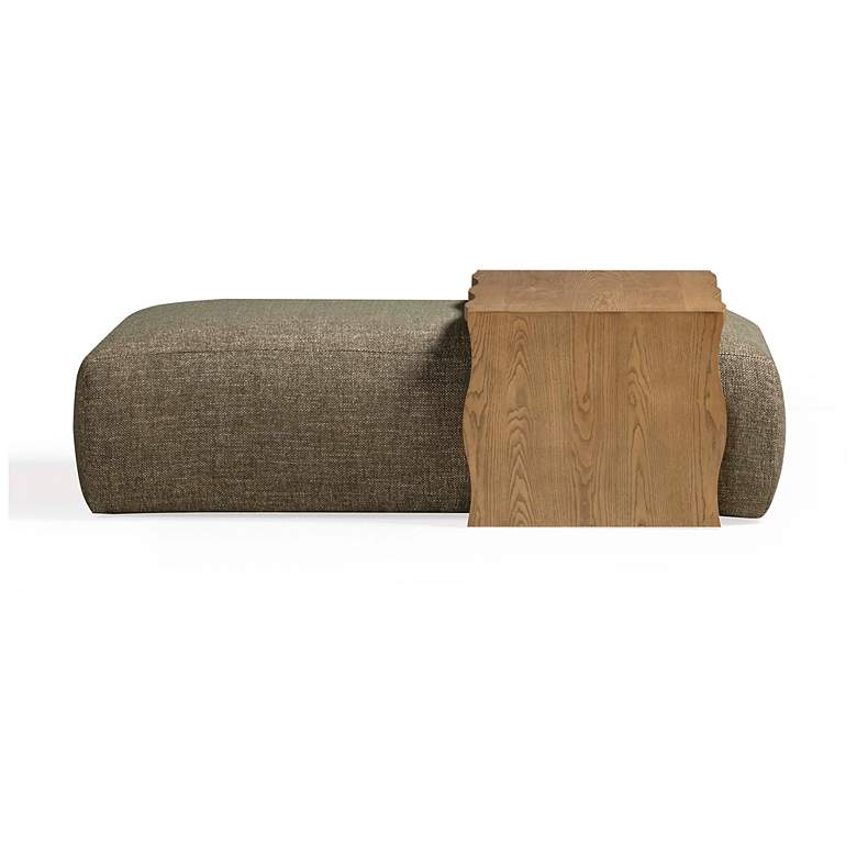 Image 5 Spencer Olive Green Performance Basketweave Ottoman with Bridge Table more views