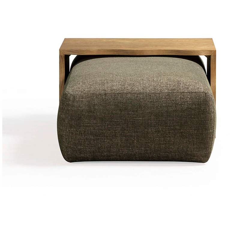 Image 6 Spencer Olive Green Performance Basketweave Ottoman with Bridge Table more views