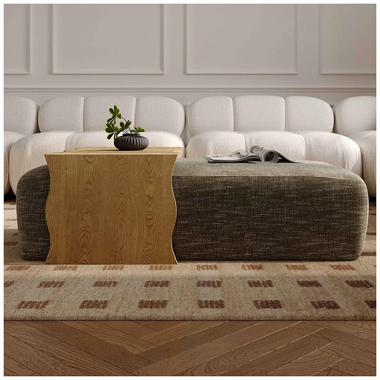 Image 7 Spencer Olive Green Performance Basketweave Ottoman with Bridge Table more views