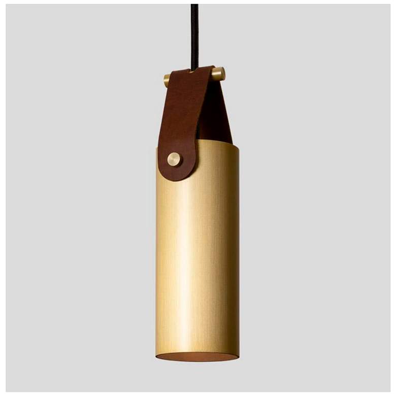 Image 1 Spero Pendant, Brushed Brass w/ Brown