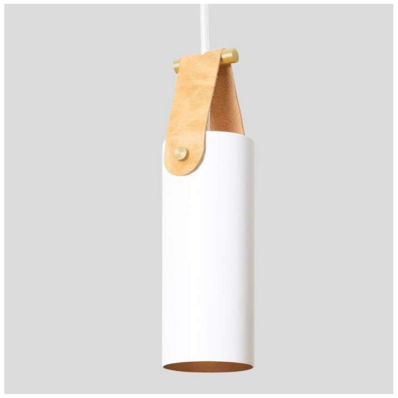 Image 1 Spero Pendant, White w/ Tan Leather