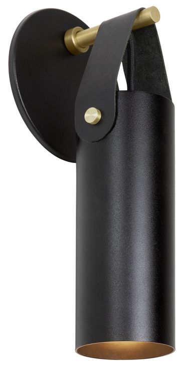 Image 2 Spero Sconce, Black w/ Black Leather - Made to Order