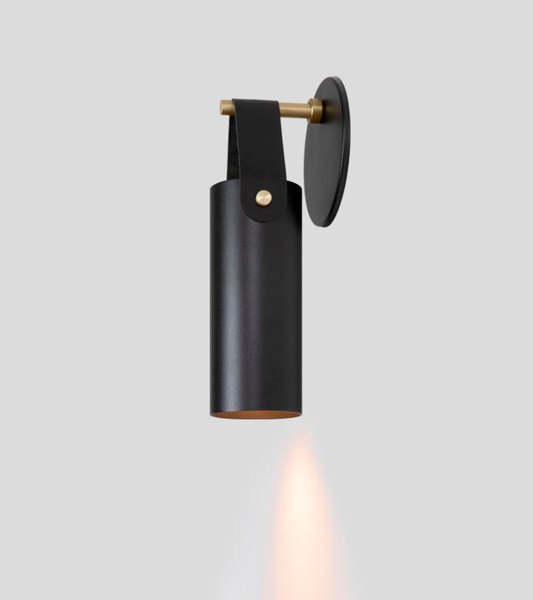 Image 2 Spero Sconce, Black w/ Black Leather more views