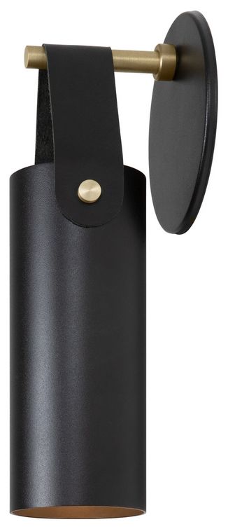 Image 3 Spero Sconce, Black w/ Black Leather more views