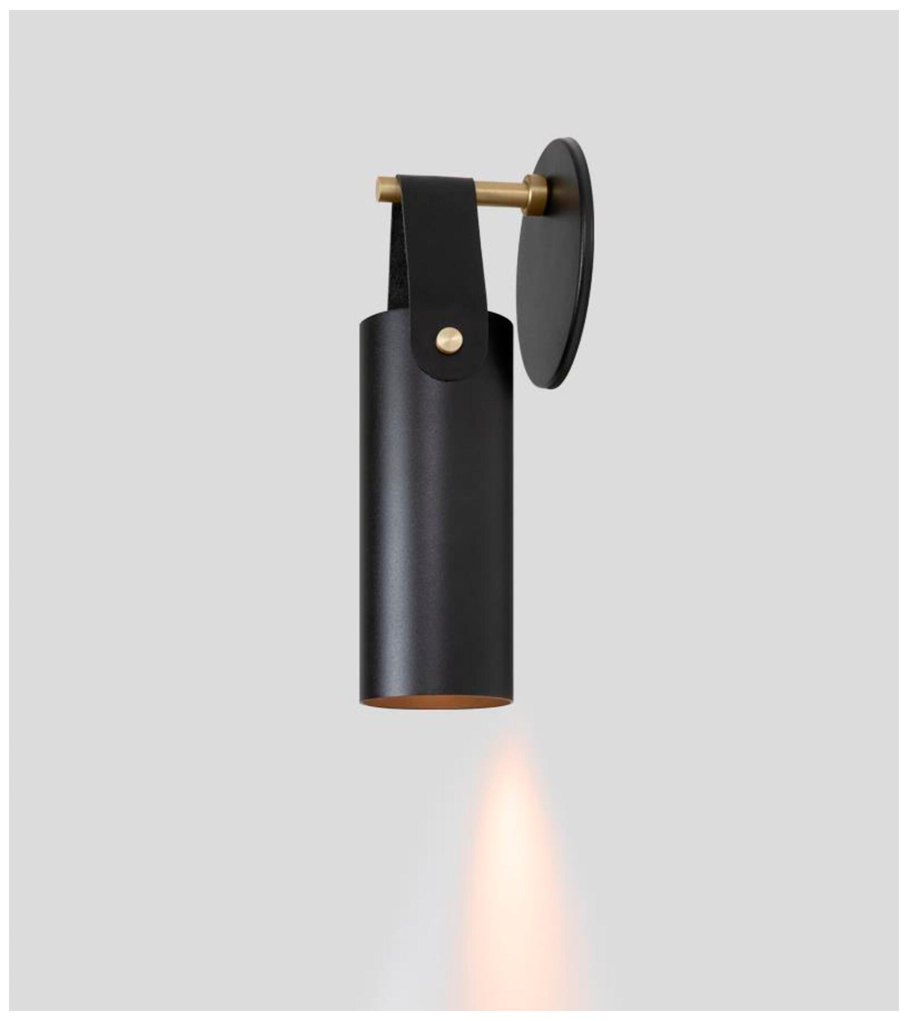 Spero Sconce, Black w/ Black Leather