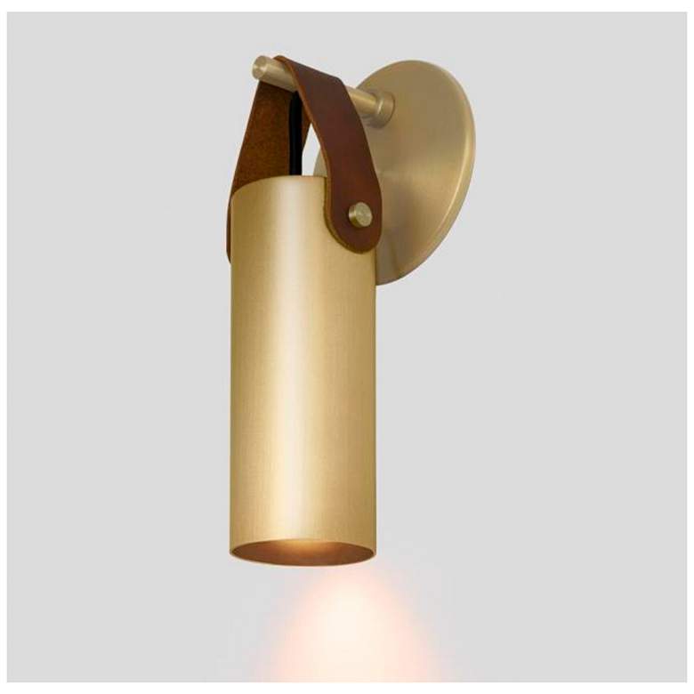 Image 1 Spero Sconce, Brass w/ Brown Leather