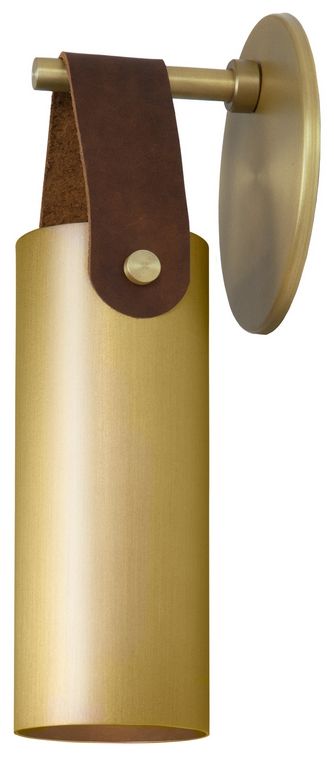 Image 3 Spero Sconce, Brass w/ Brown Leather more views