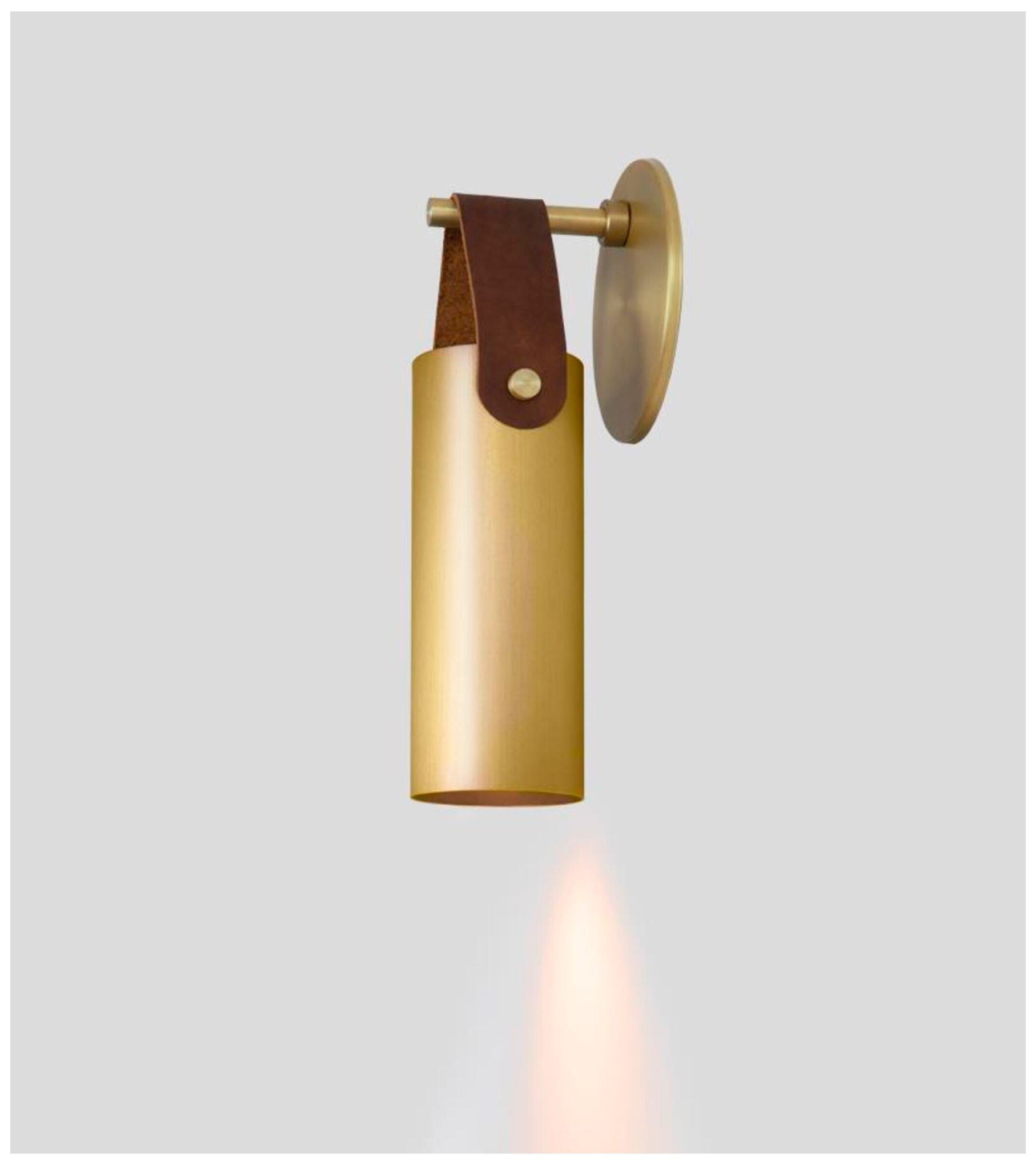 Spero Sconce, Brass w/ Brown Leather