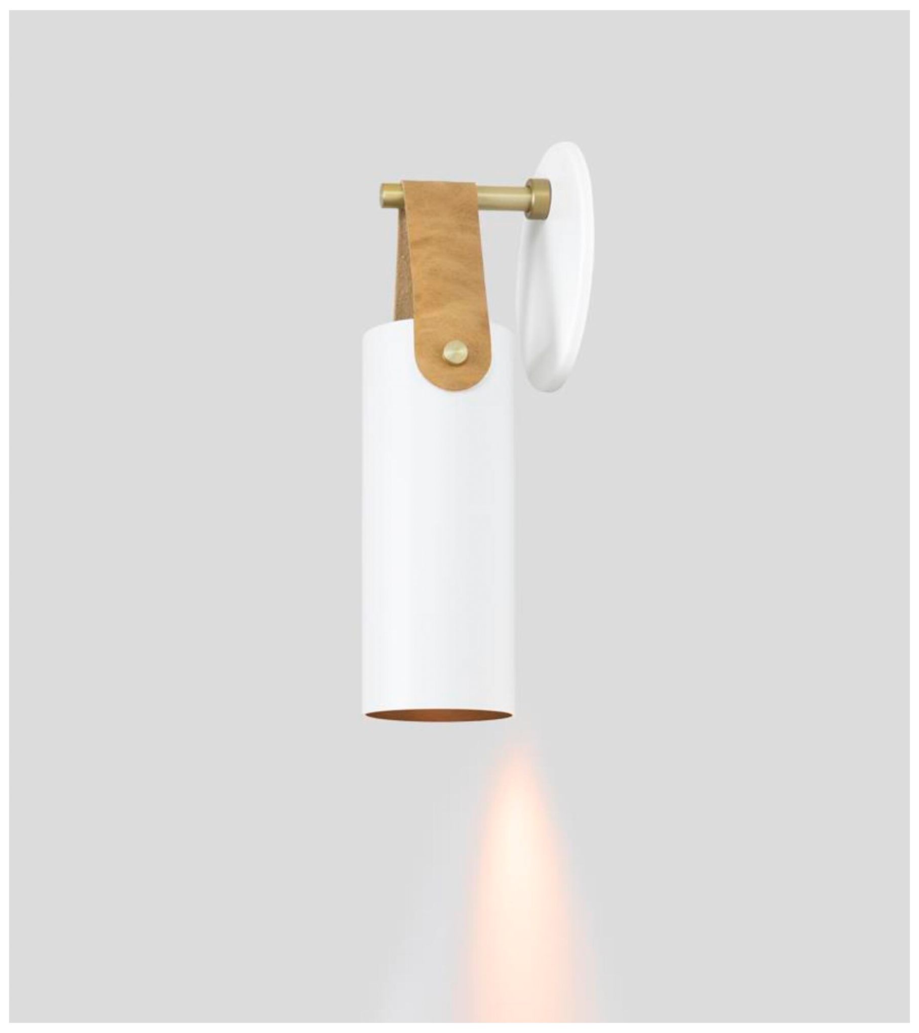 Image 5 Spero Sconce, White w/ Tan Leather - Made to Order more views