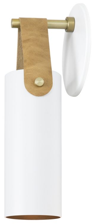 Image 3 Spero Sconce, White w/ Tan Leather - Made to Order more views