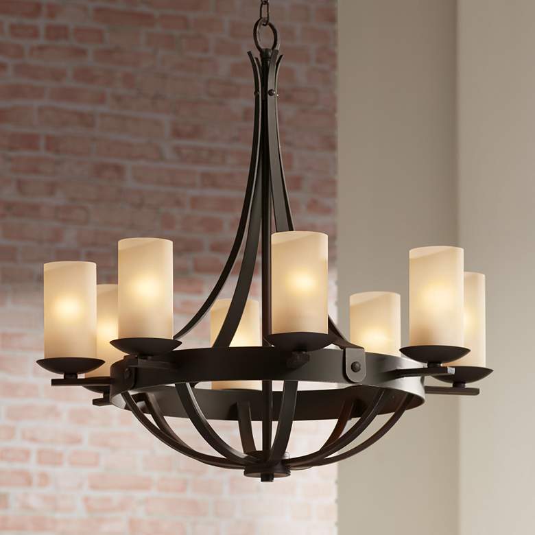 Image 2 Sperry 28 inch Wide Bronze and Scavo Glass 8-Light Chandelier