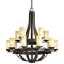 Sperry 33" Wide Bronze and Scavo Glass 15-Light Chandelier