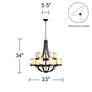 Sperry 33" Wide Bronze and Scavo Glass 15-Light Chandelier