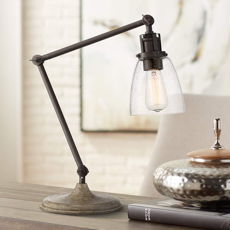 Image 1 Sperry Bronze and Faux Wood Finish Adjustable Desk Lamp