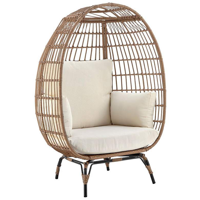 Image 1 Spezia Patio Freestanding Egg Chair with Cream Cushions