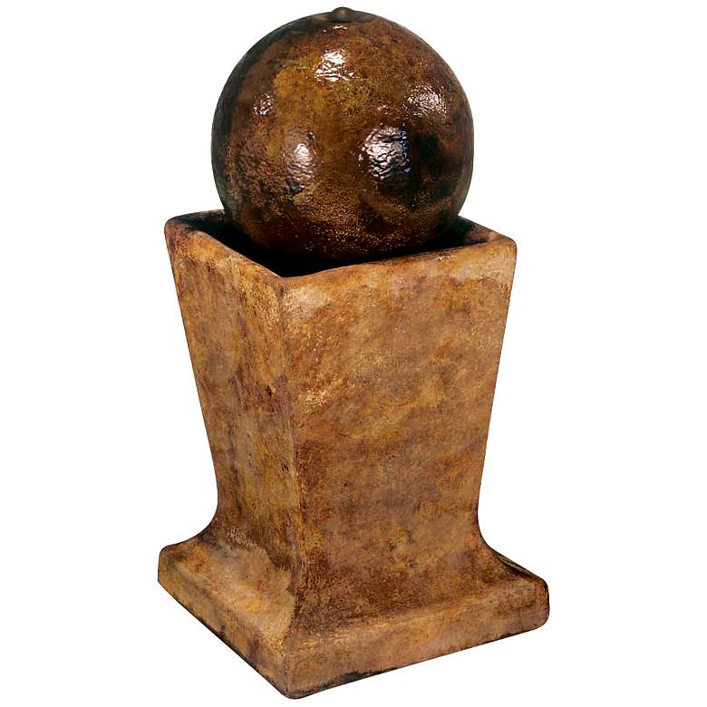 Image 1 Sphere 23 inch High Relic Lava Patio Bubbler Pedestal Fountain