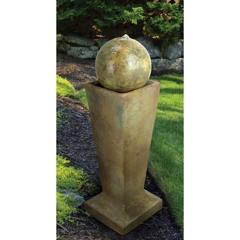 Image 1 Sphere 36" High Pedestal Bubbler Fountain with LED Light