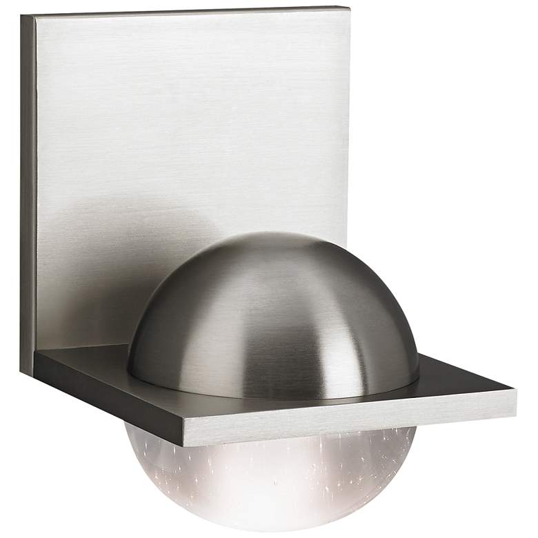 Image 1 Sphere 6 3/4 inch High Satin Nickel Cast Clear LED Wall Sconce