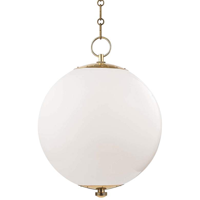 Image 2 Sphere No.1 16 inch Wide Aged Brass Pendant Light